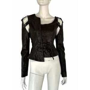 THOMAS WYLDE leather jacket detachable sleeves sz 4